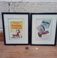 Pair Vintage Framed Magazine Advertisements