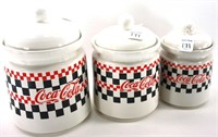 Coca Cola Canisters (3) one lot