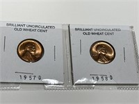 1957-D, 1958-D UNC Wheat Pennies