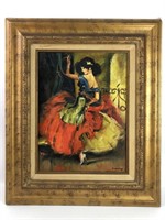 K. Whitney Flamenco Dancer Oil On Canvas Painting