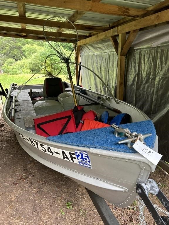 14' ALUMACRAFT  BOAT W/ 2 MINN KOTA MOTORS TRAILER