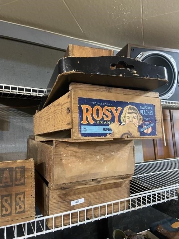 wooden crates boxes including Rosy California