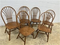 Set of 6 Contemporary Spindle Back Dining Chairs