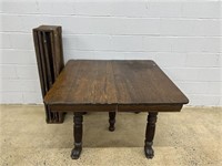 Vtg. Oak Claw Foot Extension Table