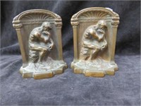 PAIR OF METAL FIGURAL THINKER BOOKENDS 5.5"T
