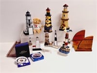 Stain Glass Lighthouse Light, Wood Shelves & More