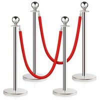Stainless Steel Stanchion Post Queue,5 ft Red Velv