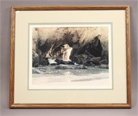 Wooden Framed Water Cave Print