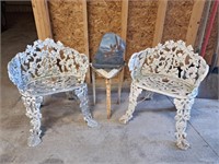 2 Aluminum Garden Chairs, Table, Stone