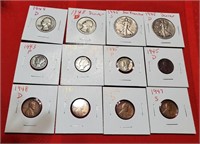 1940s 12 coins walking liberty halves silver more