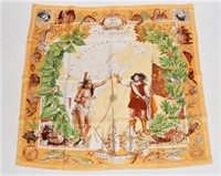 Hermes, "Samuel de Champlain" Silk Scarf in Gold