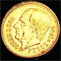 1945 Mexican Gold 2 Pesos UNCIRCULATED