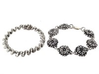 2 Sterling Bracelets 32.9g TW &' & 7.25" L