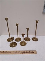 Six brass candlesticks holders