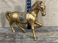 HEAVY gold toned horse statue