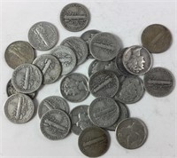1930’S Mercury Dimes 90% Silver Coins lot of 27