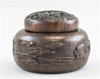 Chinese Wood Carved Flower Case with Lid