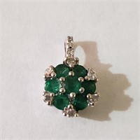 $600 14K  Diamond Emerald Pendant