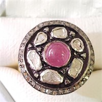 $1995 Silver Ruby(1.35ct) Diamond(1.15ct) Ring