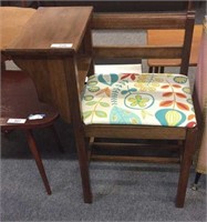 MID CENTURY TELEPHONE TABLE WITH AN UPHOLSTERED