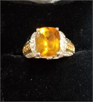 Citrine and diamond colored stone ring