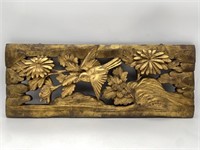 Older Hand Carved Gold Gilt Wooden Panel Bird