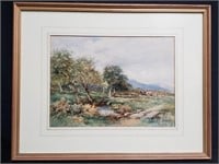 Signed watercolor landscape painting