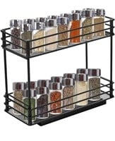 Black metal pull out spice rack organizer