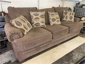 LONG BROWN SOFA/COUCH WITH OTTOMAN LIKE NEW