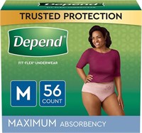 Depend FIT-FLEX Women Underwear  Med  56 Count