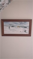 Framed painting. Brown 
Approx 28" x 15"
