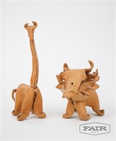 Pacific Reflections Leather Giraffe & Lion