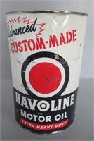 Vintage 5-Quart Texaco Havoline Motor Oil Can.