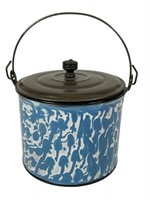 Blue Swirl Enamelware/ Agate Berry Pail