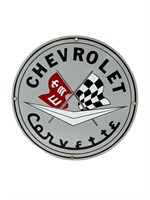 Porcelain Ande Rooney  Chevrolet Corvette Sign