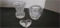 Glass vase and tealight holder, cut glass heart