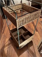 Rolling Wicker Cart