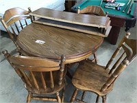 WOOD KITCHEN TABLE & 4 CHAIRS, 2 LEAVES