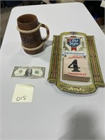 Blatz Beer Mug and Vintage Old Style Calendar