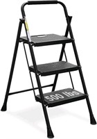 HBTower 3 Step Ladder, Folding Step Stool with Wid
