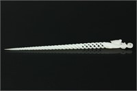 Chinese White Stone Carved Hair Pin