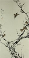 WC Bird &Tree Painting Scroll Gao Qifeng 1889-1933