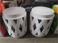 White Glass Woven End Tables