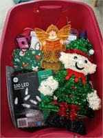 Tote of Assorted Christmas Decor