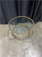 ROUND METAL TABLE WITH GLASS TOP