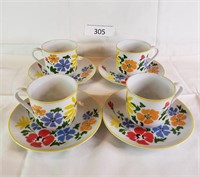 Rubel & Co "In Bloom" Tea Cups & Saucers (4)