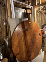 5' round pine tabletop, door jam, hardy board
