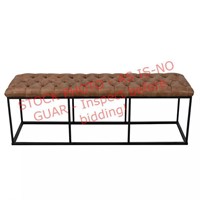 HomePop Brown Faux Leather Decorative Bench