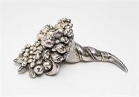 Italian Sterling Silver-Clad Cornucopia Sculpture