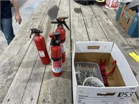 (3) Fire Extinguishers, Hooks